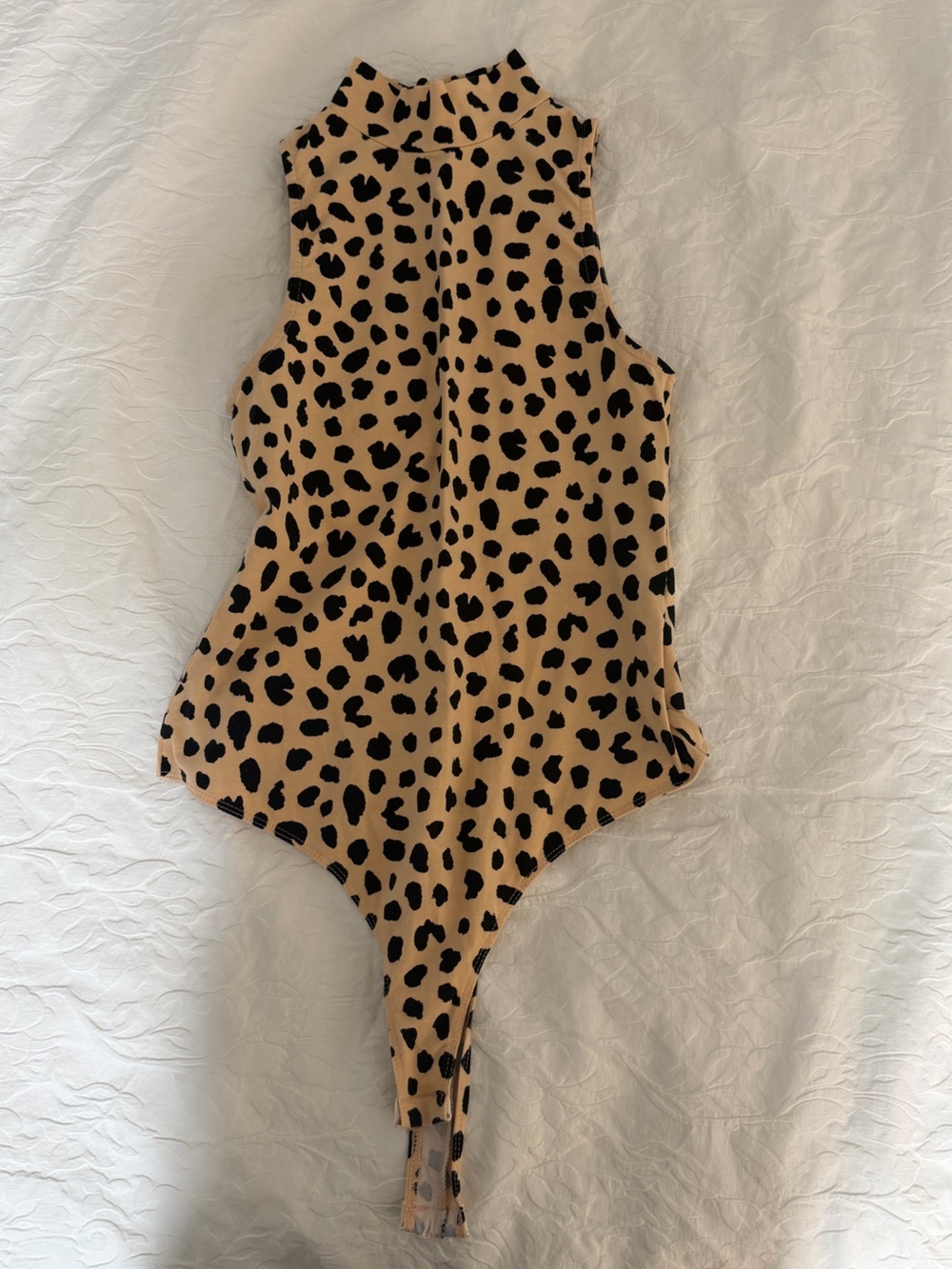 ASOS Tan and Black Leopard Print High Neck Bodysuit